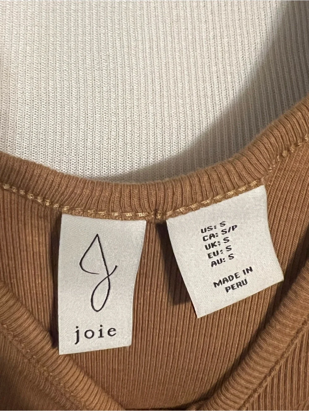 NWT Joie Ribbed Modal Pima Cotton Tank Top - Caramel - Picture 3 of 5